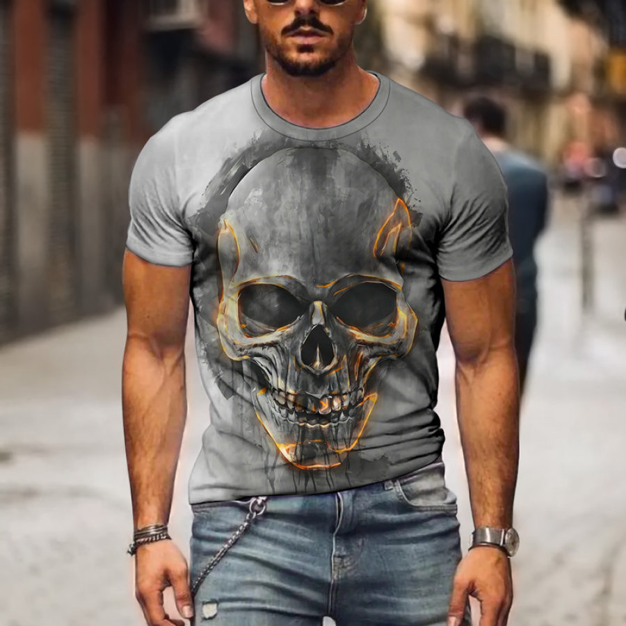 Мужская винтажная футболка с многоэлементным принт