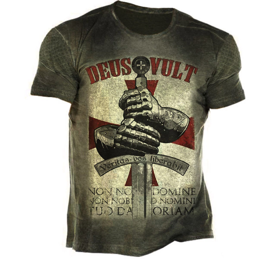 

Men's Outdoor Deus Vult Print Short Sleeve T-Shirt