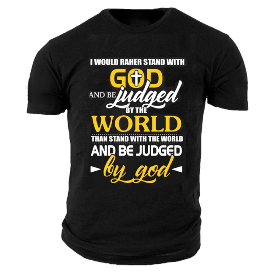 

Men's Outdoor God Judged By The World By God Print Cotton T-Shirt