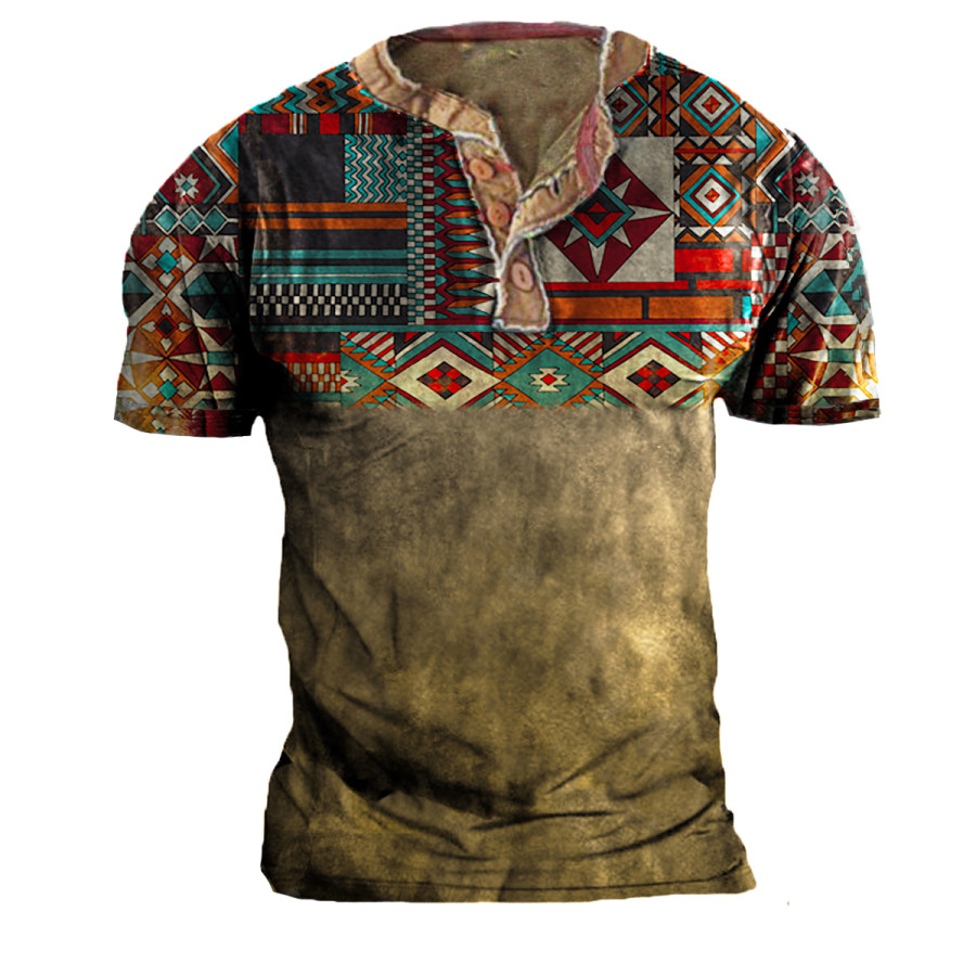 

Men's Outdoor Western Style Pattern Tactical Henley Shirt