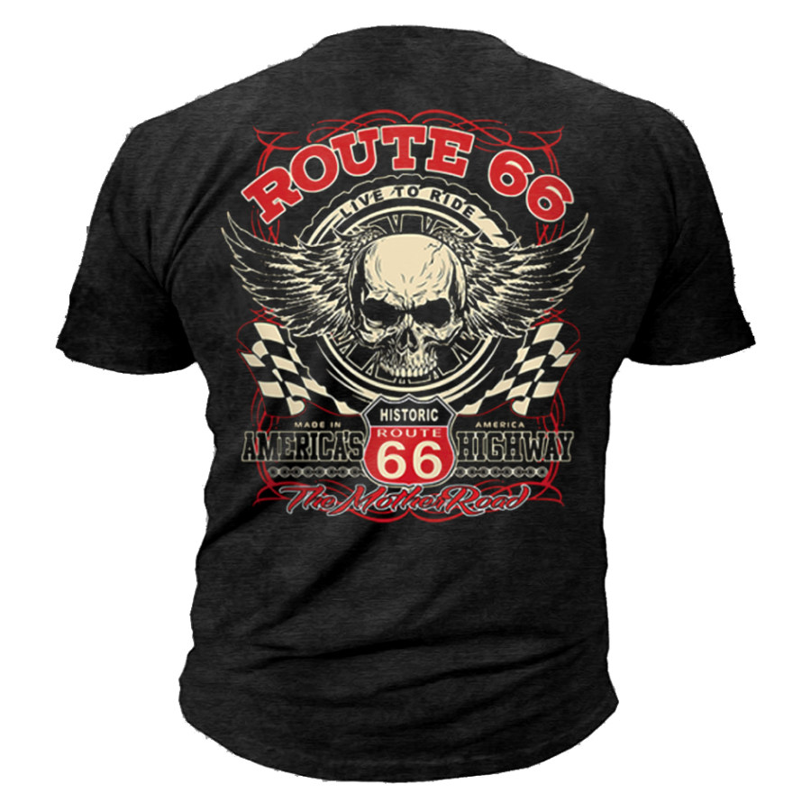 

Men's Outdoor Route 66 Print Cotton Short Sleeve T-Shirt