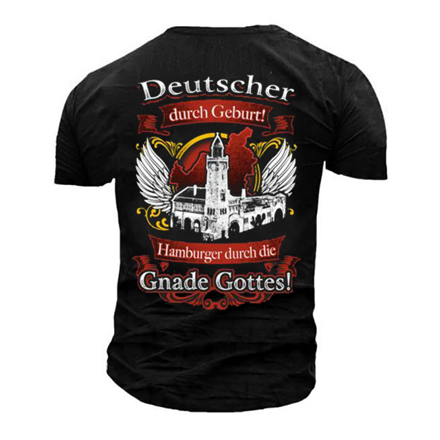 

Men's Outdoor Deutscher Hamburger Durch Die Printed Cotton T-Shirt