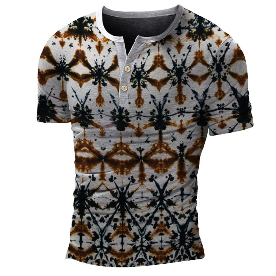 

Men's Outdoor Geometric Print Henley T-Shirt