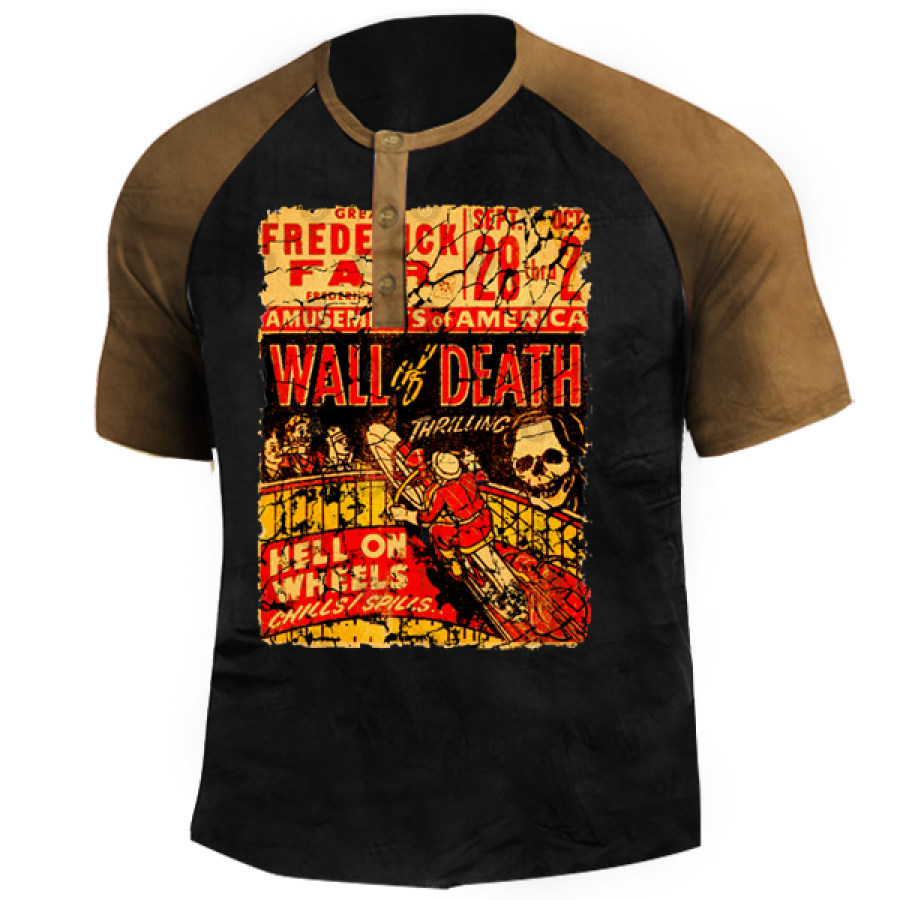 

Wall Of Death Men's Motorcycle Henley T-Shirt