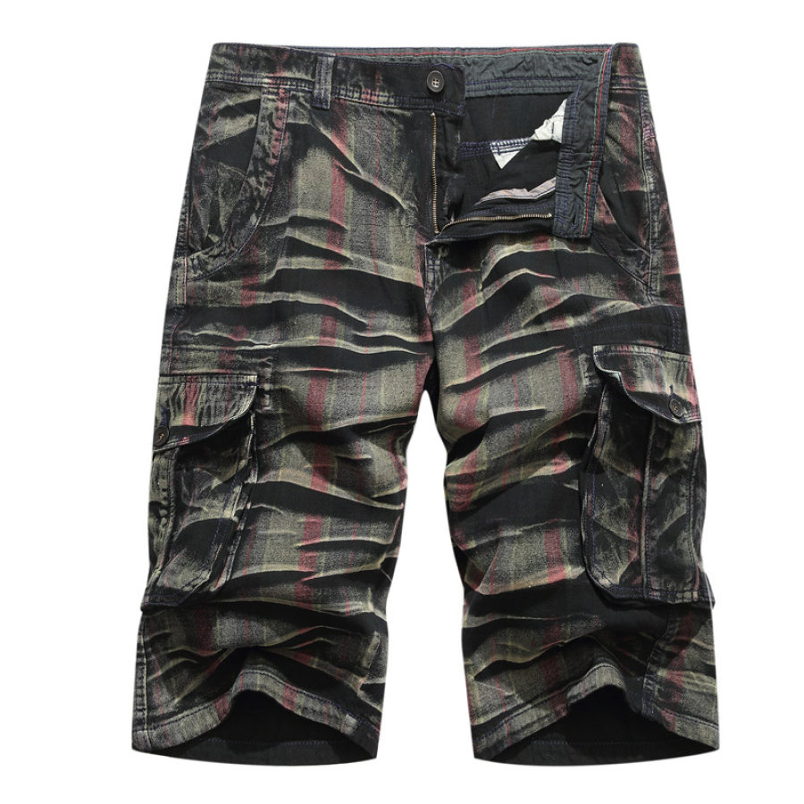 

Men's Vintage Print Camo Multi Pocket Cargo Pants