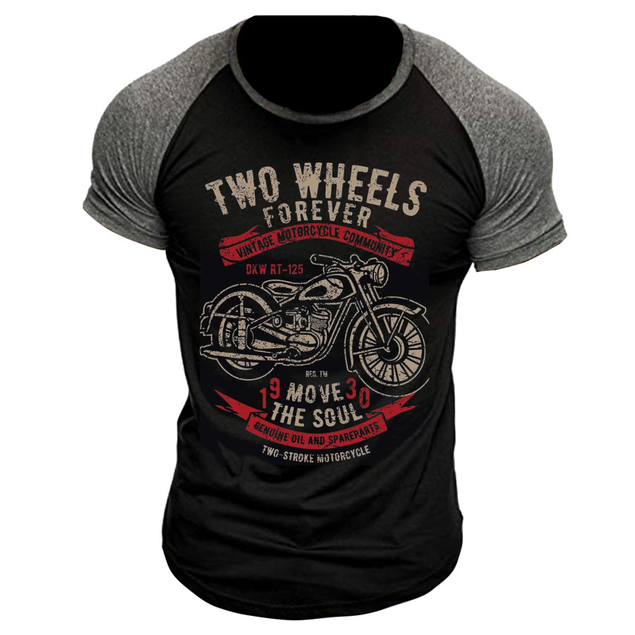 

Men's Outdoor Two Wheels Forever Motorcycle Print T-Shirt
