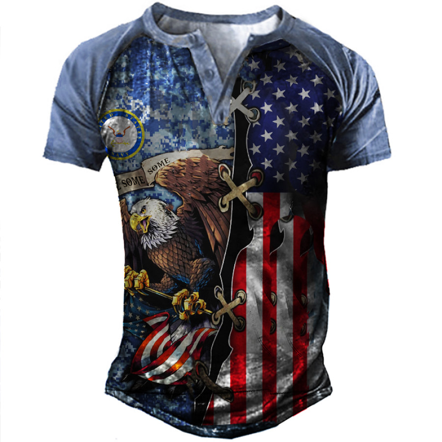 Men's Outdoor Tactical Flag Eagle Print Heng Shirt