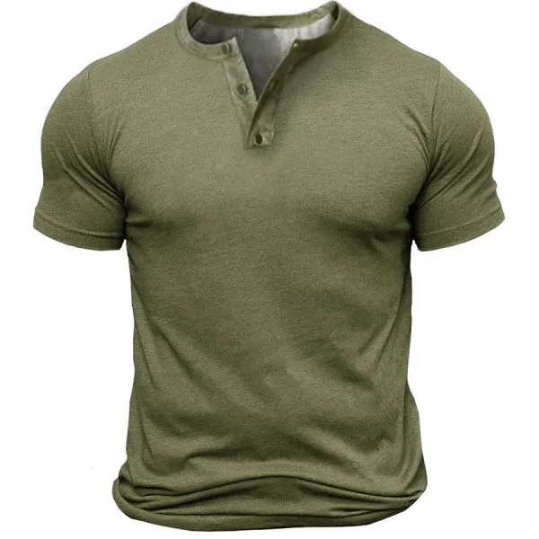 Camiseta Con Cuello Henley Liso Para Exteriores Para Hombre - Kalesafe.com 