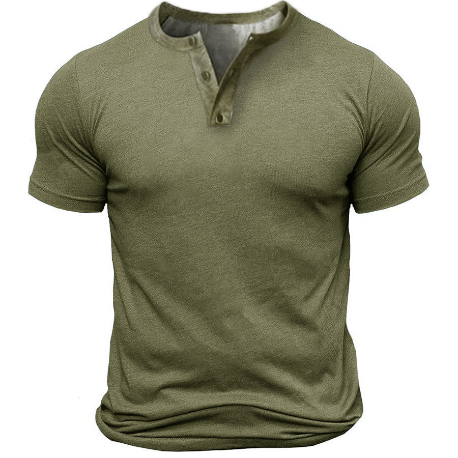 

Men's Outdoor Solid Henley Collar T-Shirt