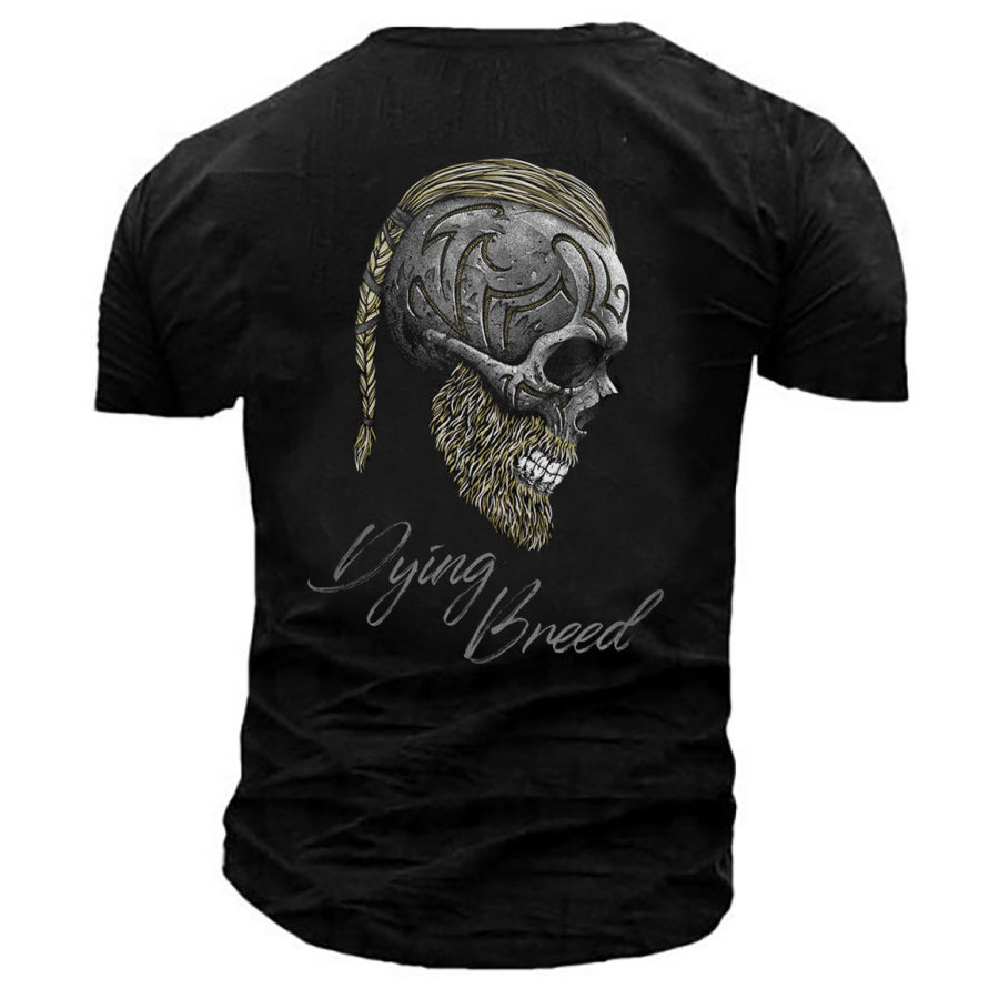 

Men's Outdoor Dying Breed Skull Print Cotton T-Shirt