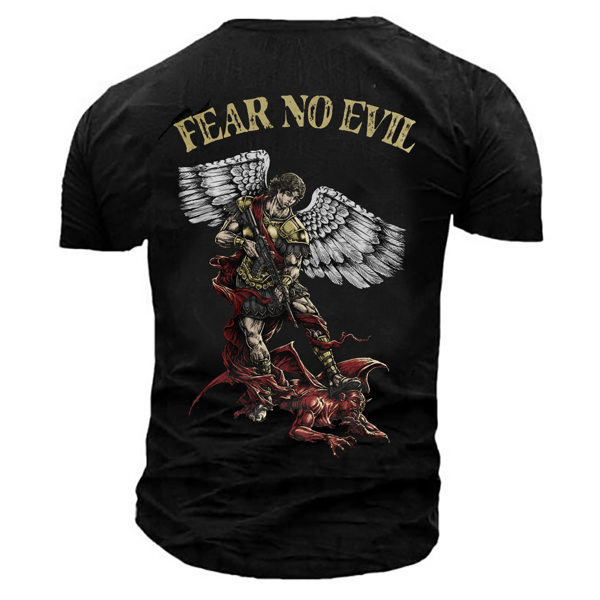 Men's Outdoor Fear No Chic Evil Printed Cotton T-shirt