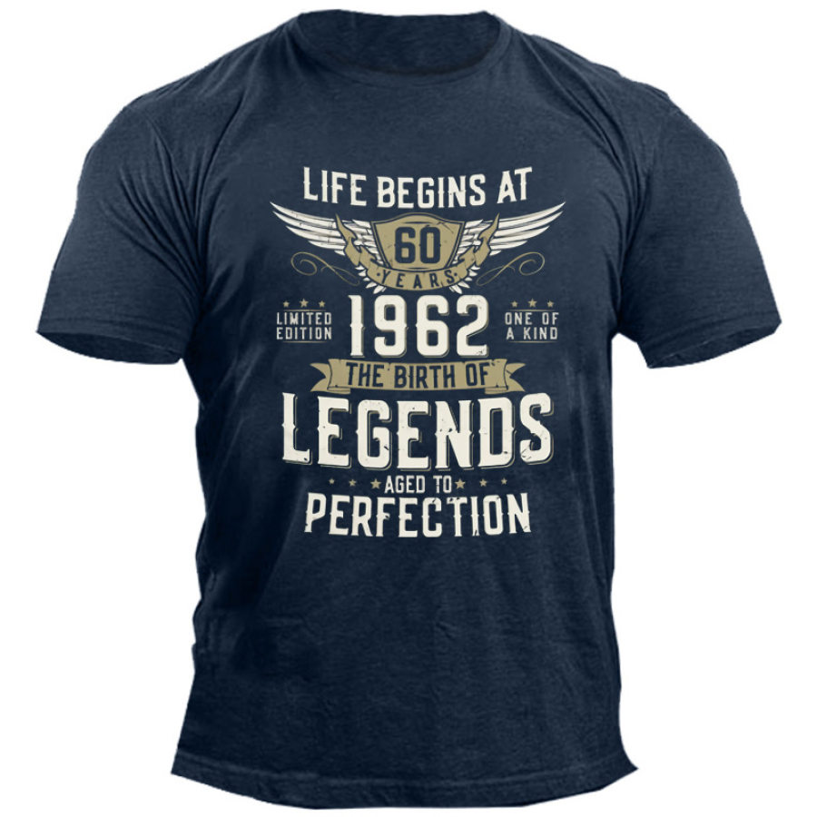 

Das Leben Beginnt Im Jahr 1962 Legenden Im Alter Von Bis Zur Perfektion Baumwolldruck-T-Shirt Für Herren