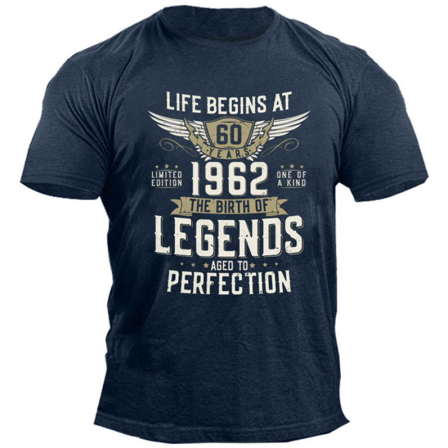 

La Vie Commence à 1962 Legends Aged To Perfection T-shirt En Coton Imprimé Pour Homme