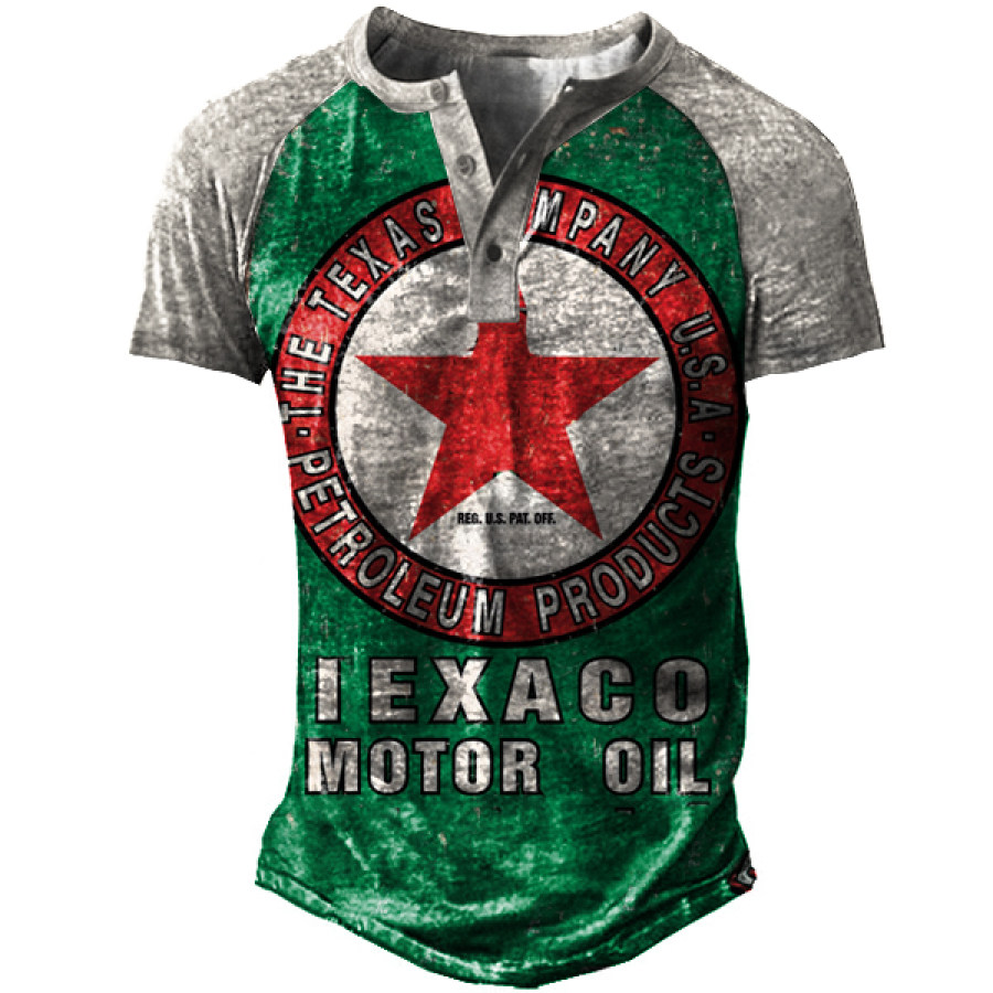 

Men's Vintage Gasoline Henley Tactical T-Shirt