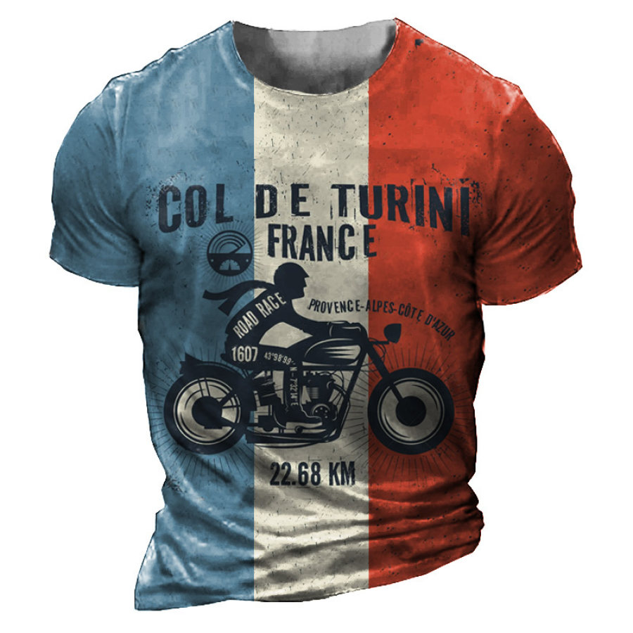 

Men's Outdoor Vintage Motorcycle Contrast T-Shirt