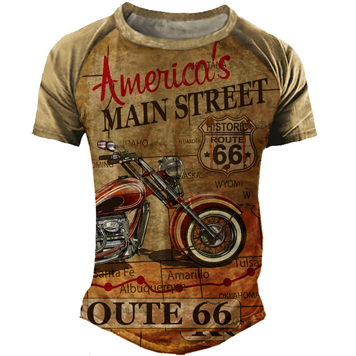 Men's Outdoor Vintage Route Chic 66 Motorcycle T-shirt
