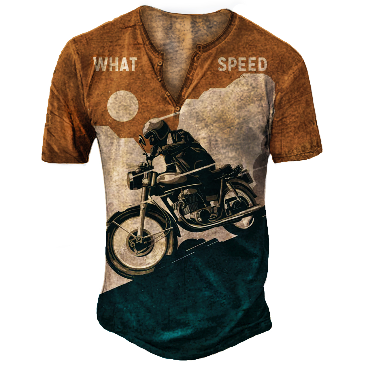 Men's Outdoor Vintage Motorcycle Chic Contrast Henley Collar T-shirt