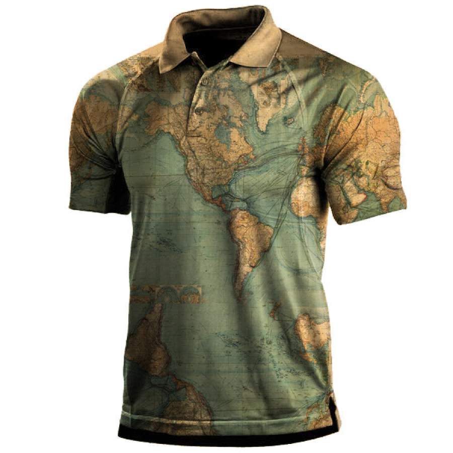 

Great Vintage World Map In 1882 Men's Printed Quick Dry Sports T-Shirt