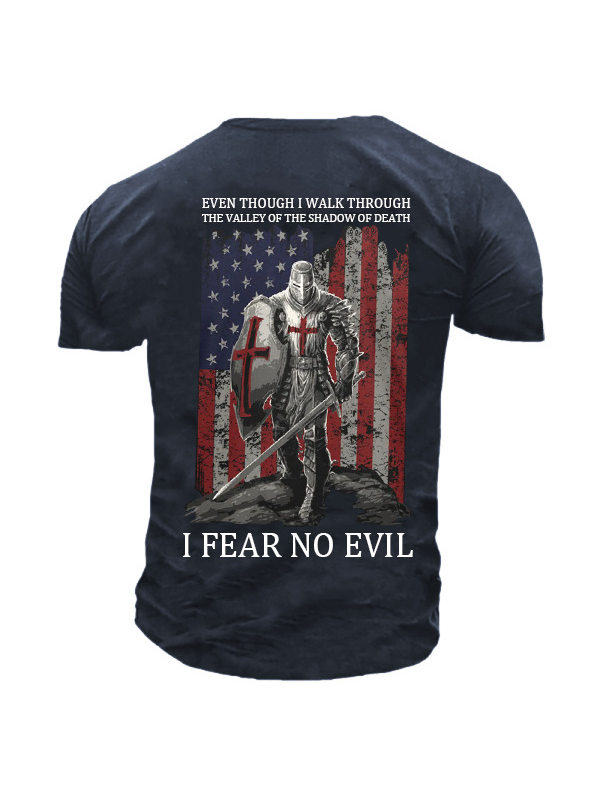 Flag Templar Jesus Cross Vintage Men's Outdoor Tactical Cotton T-Shirt