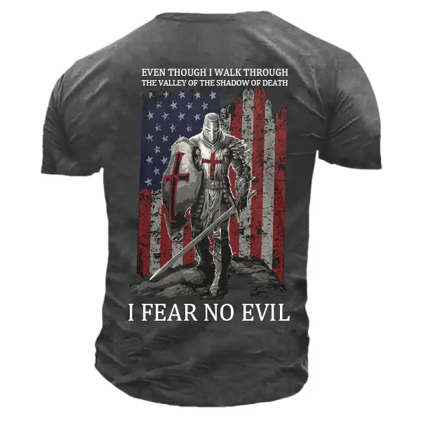 Flag Templar Jesus Cross Vintage Men's Outdoor Tactical Cotton T-Shirt - Kalesafe.com 