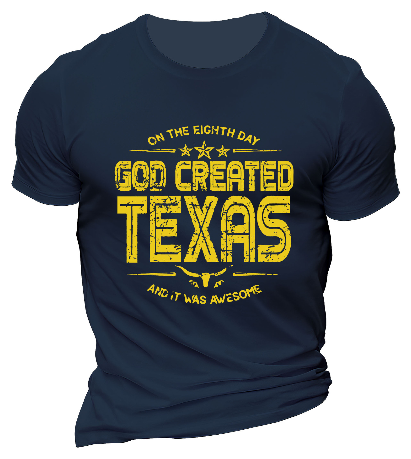 God Created Texas Men's Chic Cotton Print T-shirt
