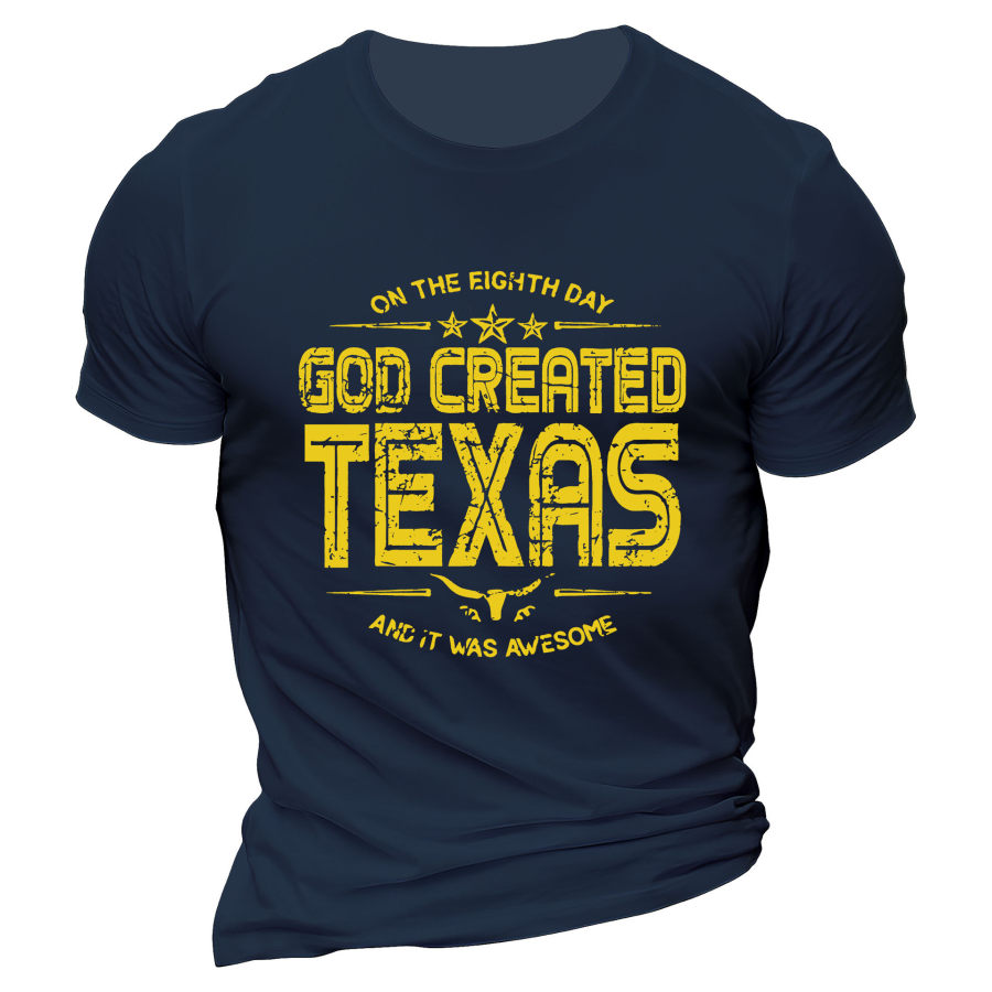 

God Created Texas Men's Cotton Print T-shirt