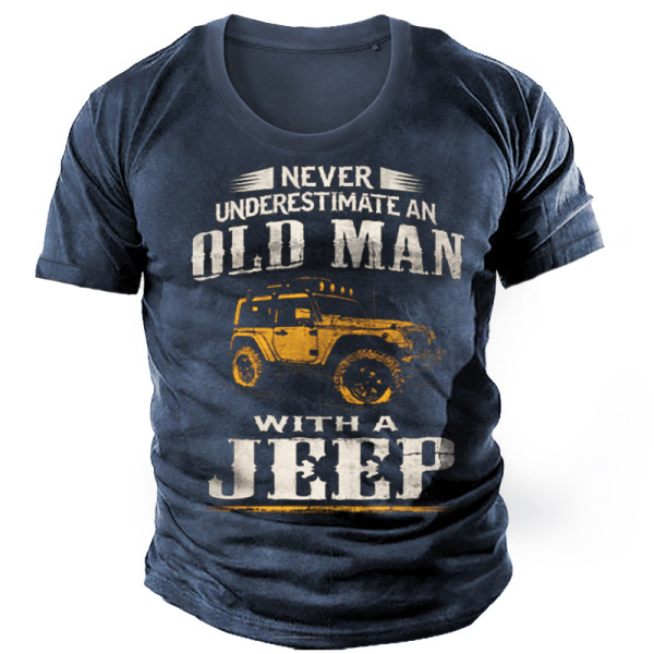 Old Man's Jeep Men's Chic Vintage Print Cotton Tee