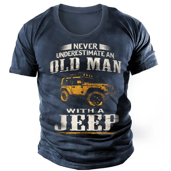 Old Man's Jeep Men's Vintage Print Cotton Tee - Cotosen.com Old Man's Jeep Men's Vintage Print Cotton Tee - Cotosen.com