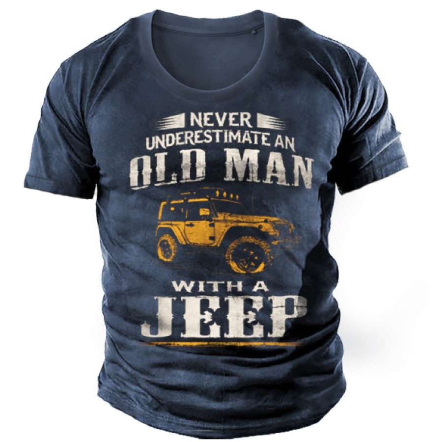 

Old Man's Jeep T-shirt En Coton à Imprimé Vintage Pour Homme
