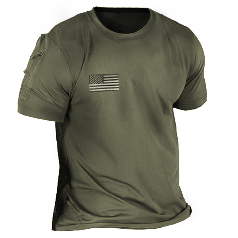 

Men's Outdoor Zip Tactical Short Sleeve Sports T-Shirt