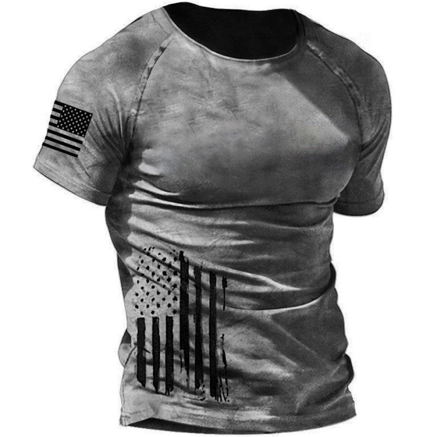 

Men's Outdoor American Short Sleeve Cotton Blend T-Shirt