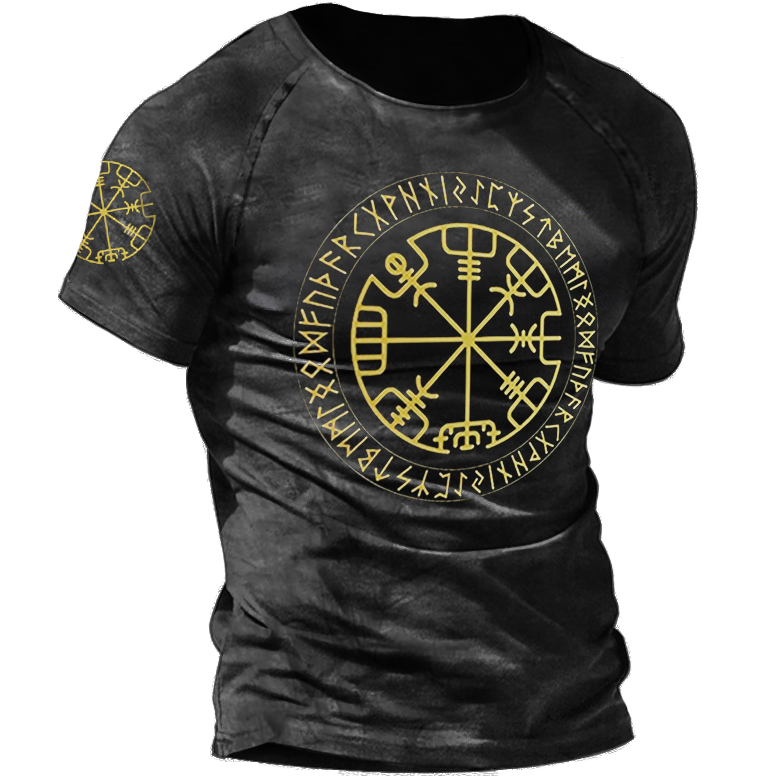 Viking Magic Rune Compass Print Chic T-shirt