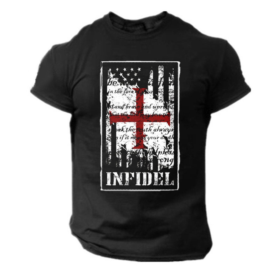 

American Flag Faith Cross Men's Cotton Print T-Shirt