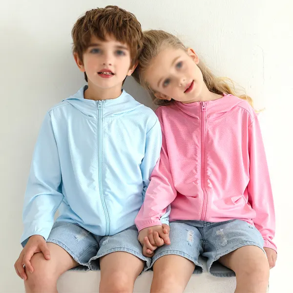 【18M-13Y】Kids Casual Long-sleeved Hooded Sun-protective Cardigan - Thefolls.com 