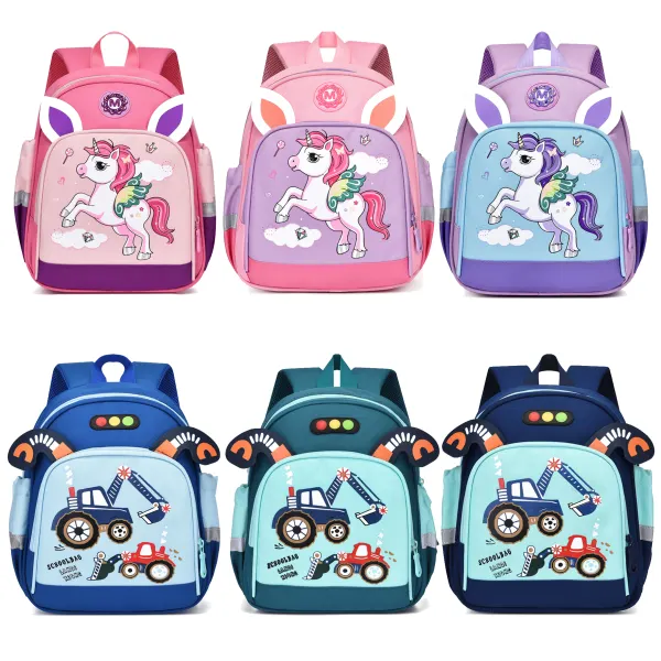 Kids Unicorn And Excavator Print Comfortable Duffel Bag School Bag - Thefolls.com 