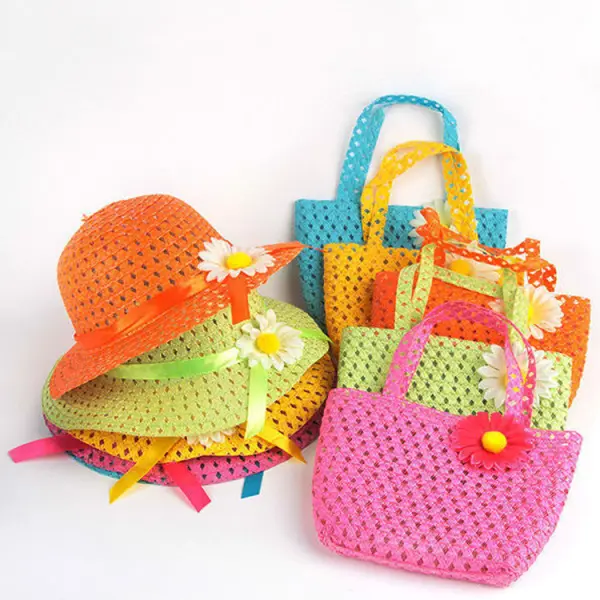 2-Piece Girls Cute Flower Hat And Bag Set - 5302 - Thefolls.com 