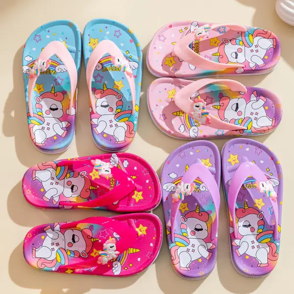 Kids Cute Unicorn Print Slippers - Thefolls.com 