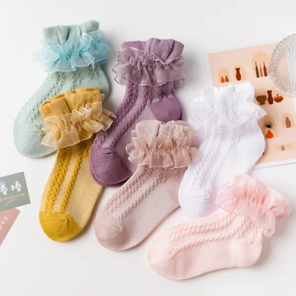 【1Y-12Y】Girls Cute Lace Ruffle Cotton Socks - Thefolls.com 