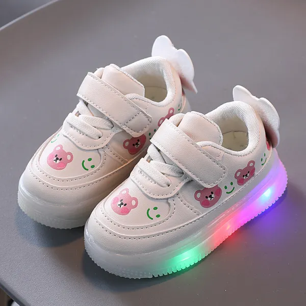 Kids Cartoon Bear Print LED Shoes - Thefolls.com 