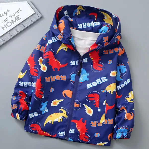 【2Y-6Y】Boys Dinosaur Print Hooded Jacket (T-shirt Not Included) - Thefolls.com 