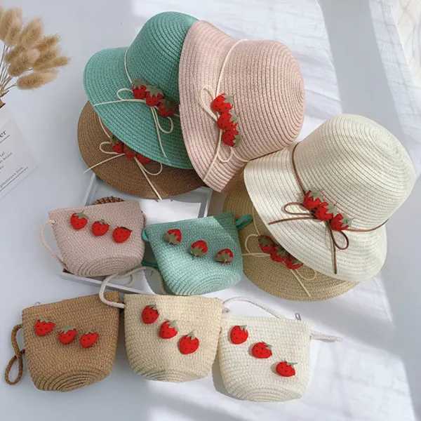 Sweet Strawberry Hat and Bag Set - Thefolls.com 