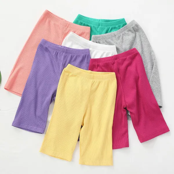 【18M-11Y】Girls Simple Solid Color Short Leggings - Thefolls.com 