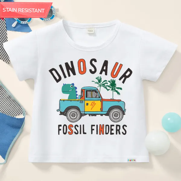 【12M-9Y】Boys Cotton Stain Resistant Car Pattern Short Sleeve Tee - Thefolls.com 