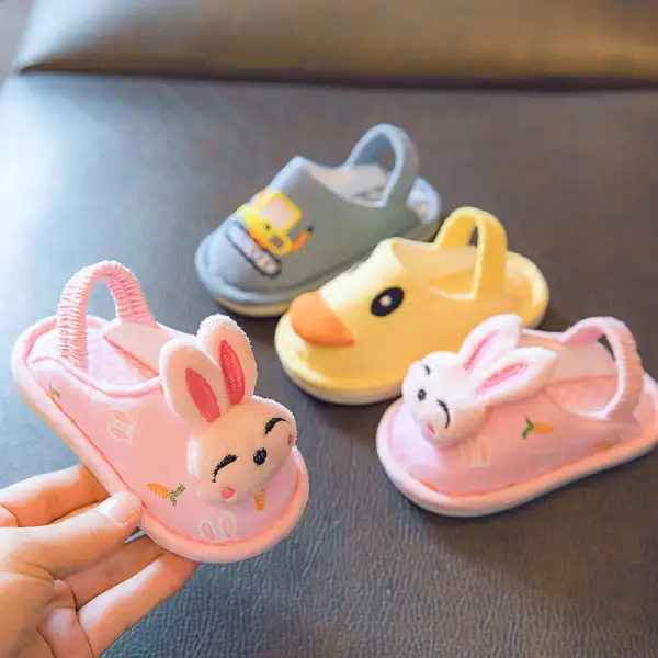 Kids Cute Cartoon Pattern Plush Slippers - Thefolls.com 