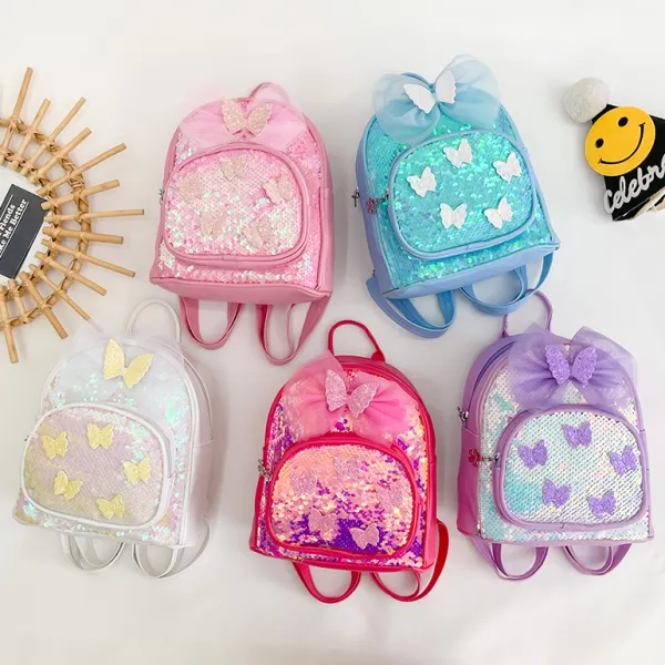 Girls 3D Butterfly Pattern And Bow Sequin Bag - Thefolls.com 