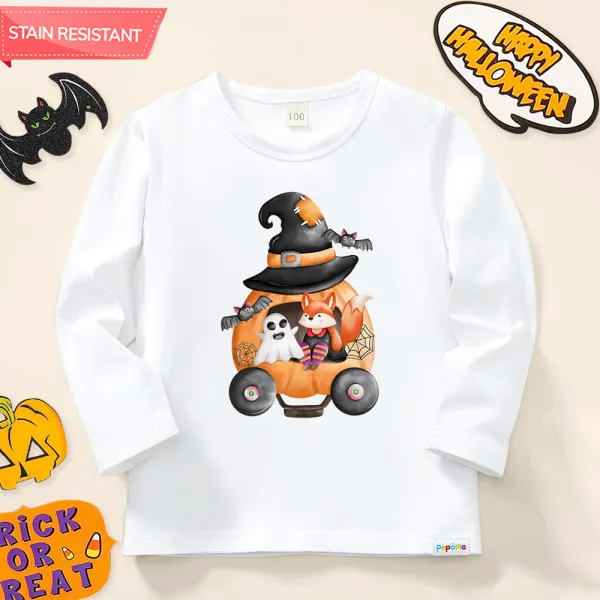 【12M-9Y】Unisex Kids Cotton Stain Resistant Halloween Print Long Sleeve Tee - Thefolls.com 