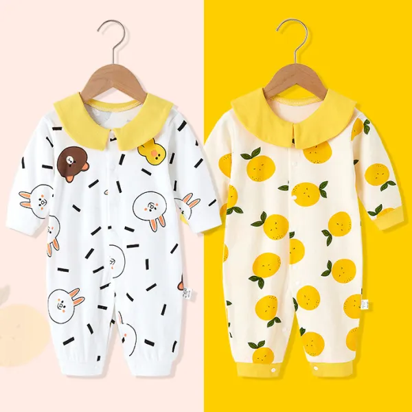 【6M-24M】Baby Cute Cartoon Print Long-sleeved Romper - Thefolls.com 