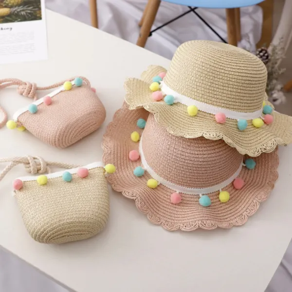 Sweet Colorful Ball Hat and Bag Set - Thefolls.com 