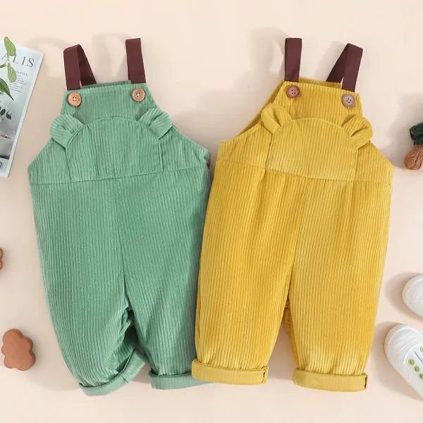 【3M-24M】Baby Cute Cartoon Pure Color Corduroy Bib Pants - Thefolls.com 