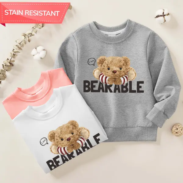 【12M-9Y】Unisex Kids Cotton Stain Resistant Bear Print Long Sleeve Sweatshirt - Thefolls.com 